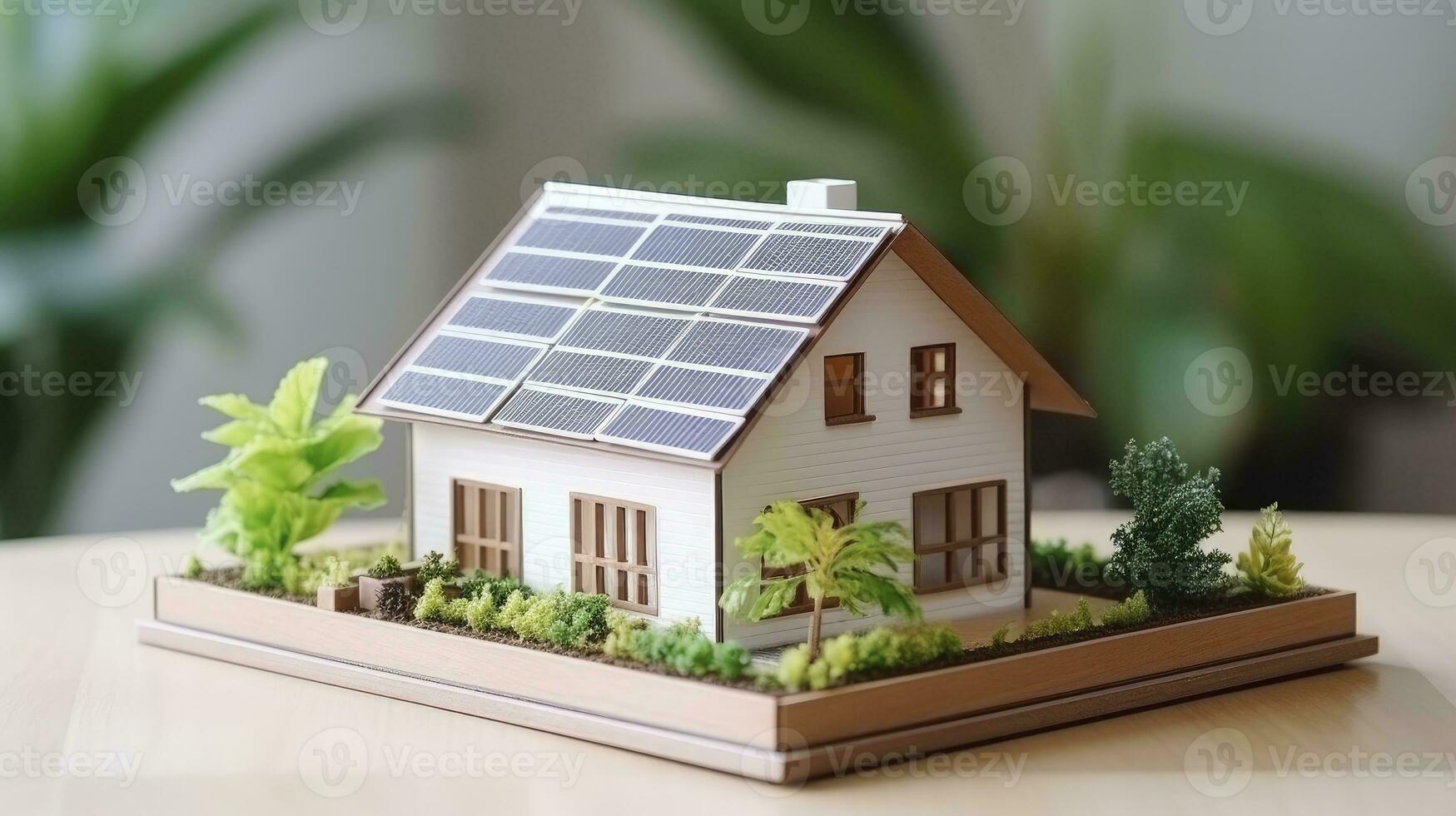 casa ecológica modelo demonstrando natural energia utilização conceito. ai gerado foto