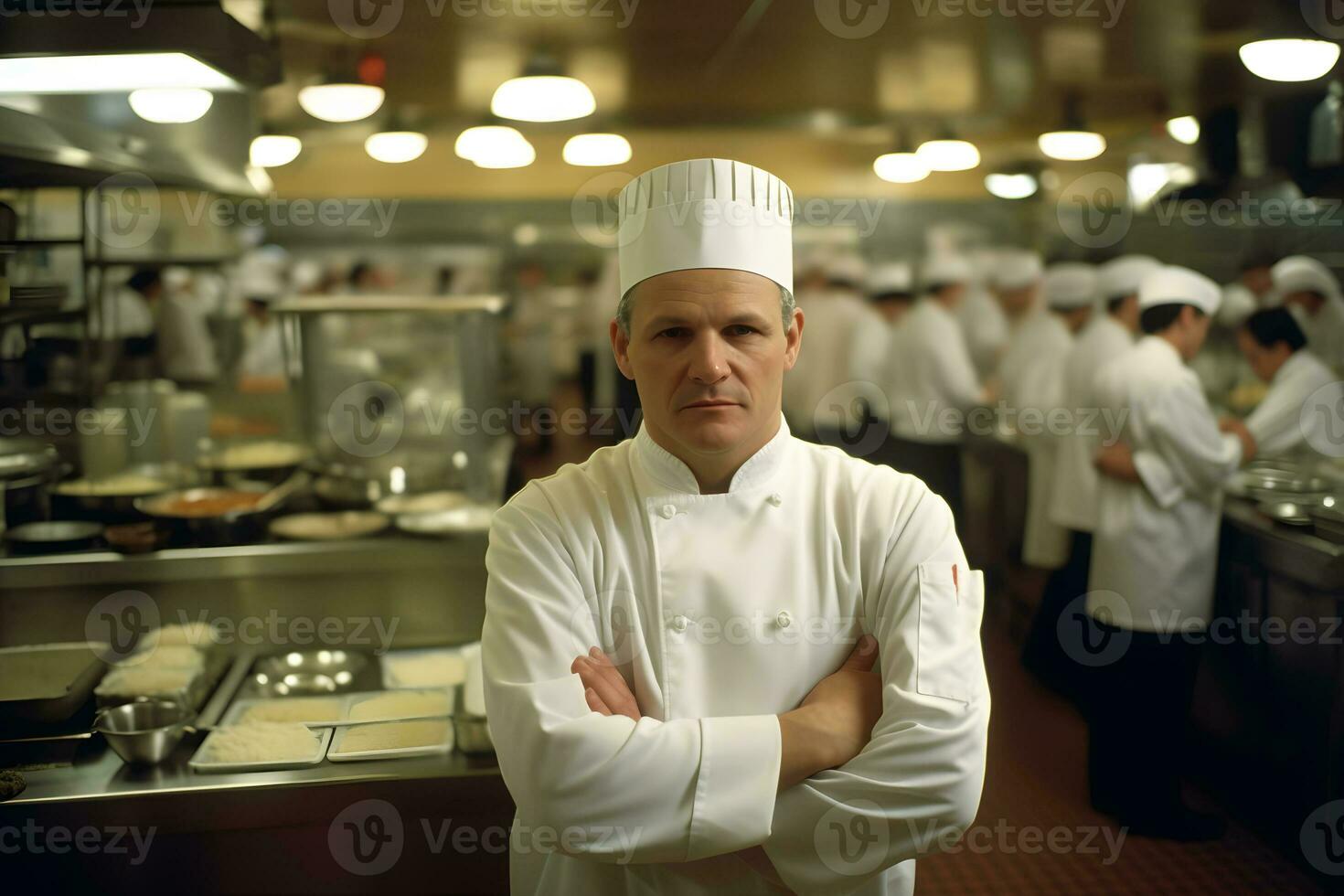 restaurante chefe de cozinha dentro a cozinha. neural rede ai gerado foto