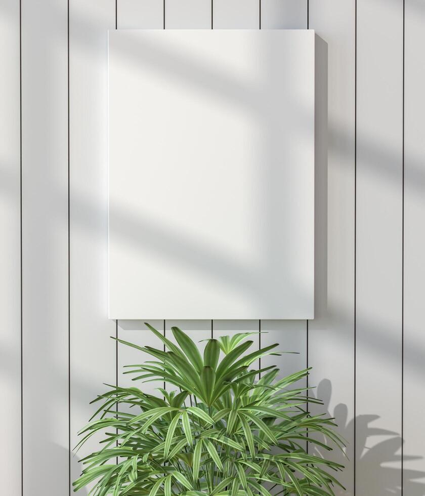 moldura branca na parede com pequenas plantas foto