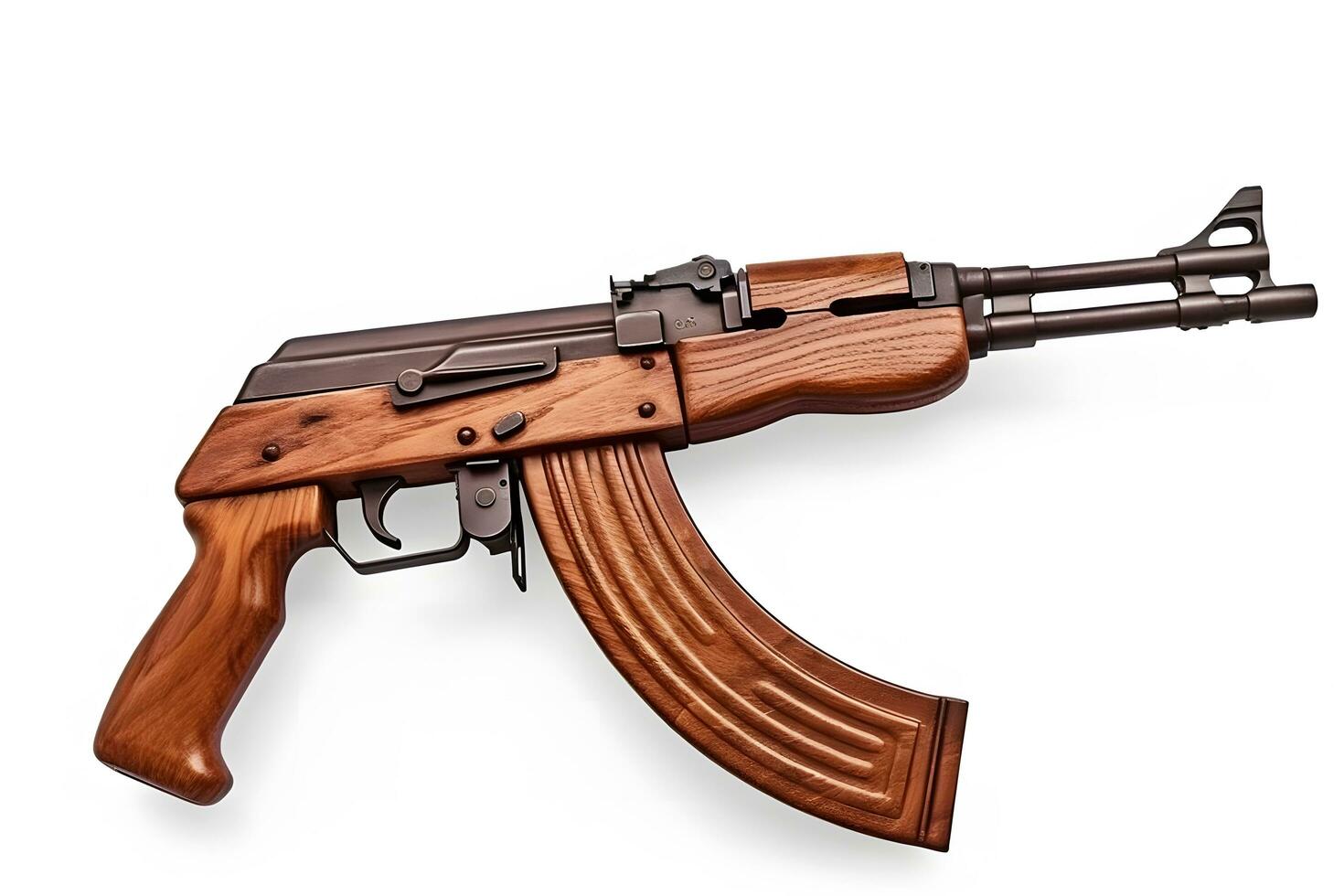 raro primeiro modelo ak - 47 assalto rifle isolado em branco. neural rede ai gerado foto