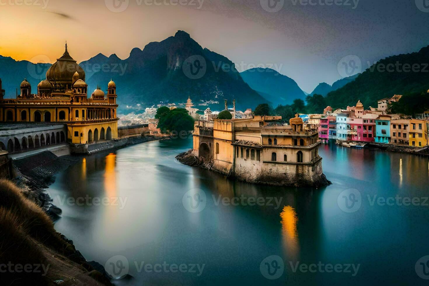 a cidade do Udaipur dentro Índia. gerado por IA foto