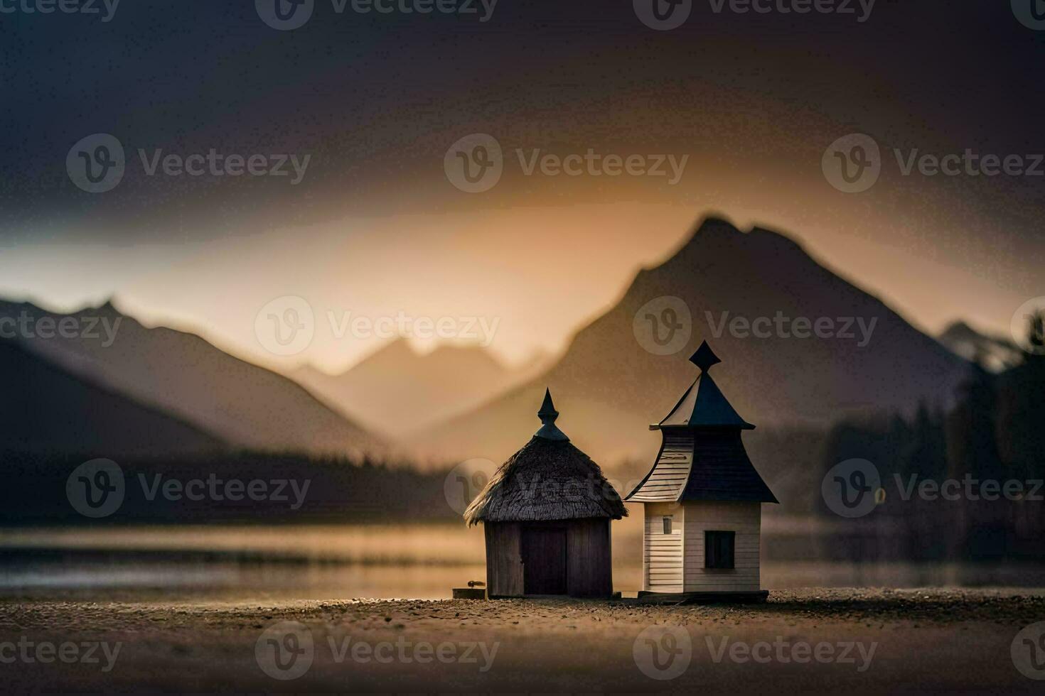 foto papel de parede a céu, montanhas, lago, a sol, a montanhas, a lago, o. gerado por IA