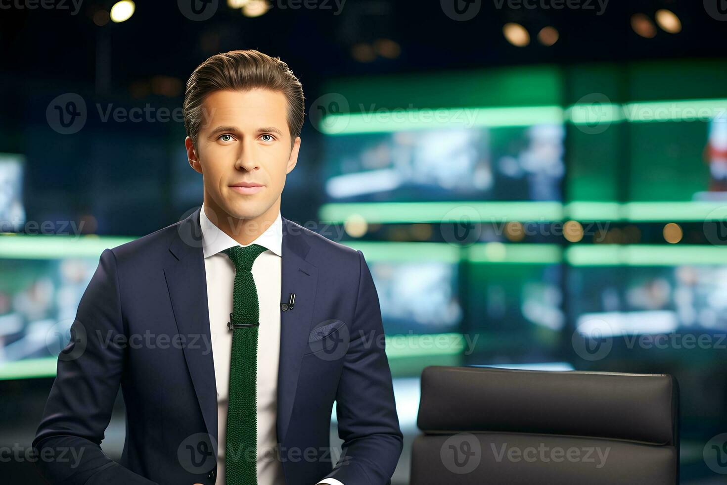 masculino televisão apresentador. Esportes comentarista, conduzindo Esportes televisão notícias. ai generativo foto