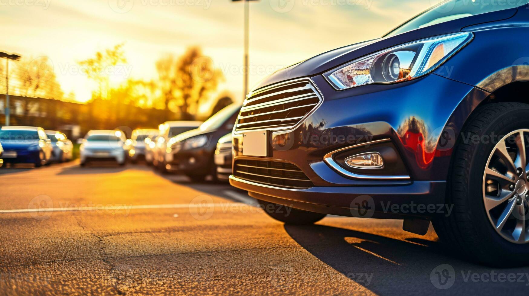 carro estacionado às ao ar livre estacionamento muito. usava carro para venda e aluguel serviço. carro seguro fundo. automóvel estacionamento área. carro concessionária e revendedor agente conceito. automotivo indústria. generativo ai. foto