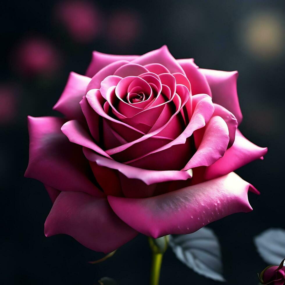 uma hipnotizante rosa flor desenrolar dentro frente do rio ai generativo foto