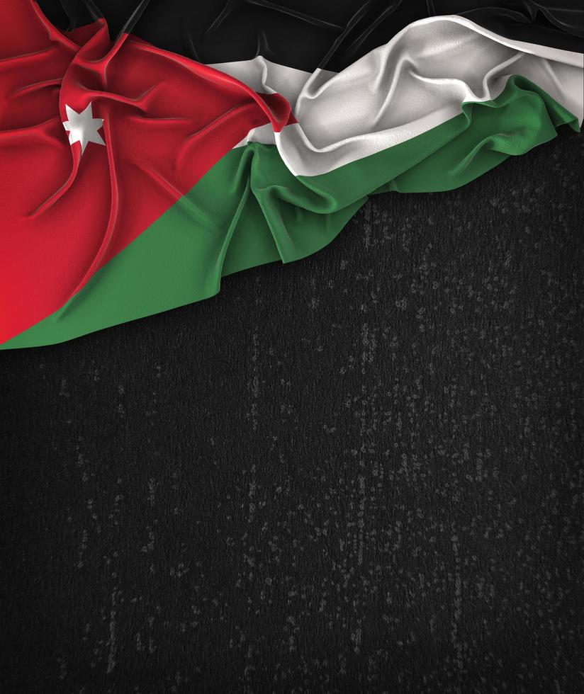 Bandeira da Jordânia vintage em um quadro negro grunge com espaço para texto foto