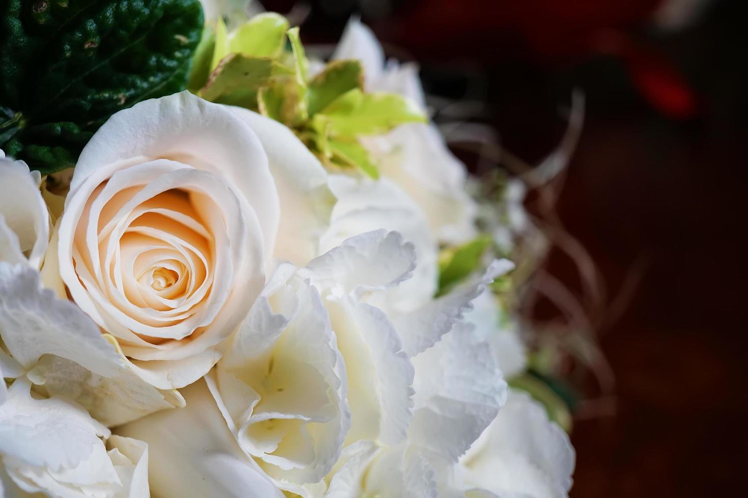 rosas brancas no buquê de noiva foto