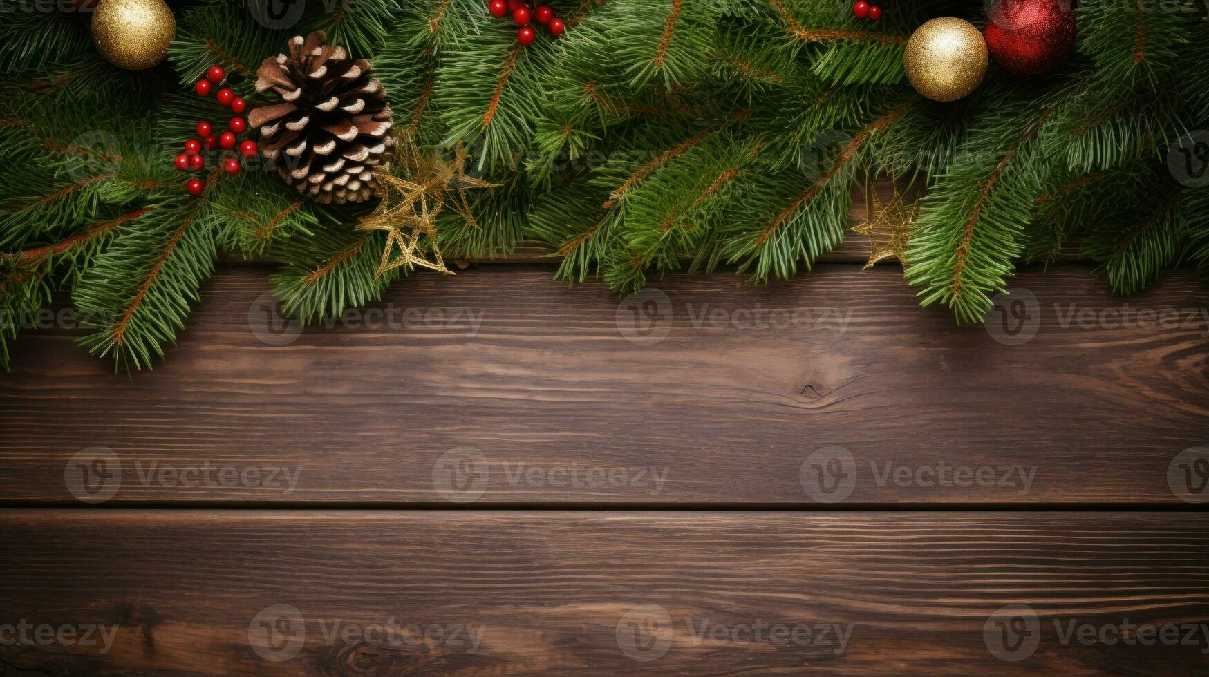 alegre Natal Natal enfeites em uma Sombrio Preto concreto mesa principal, topo Visão ai gerado. foto