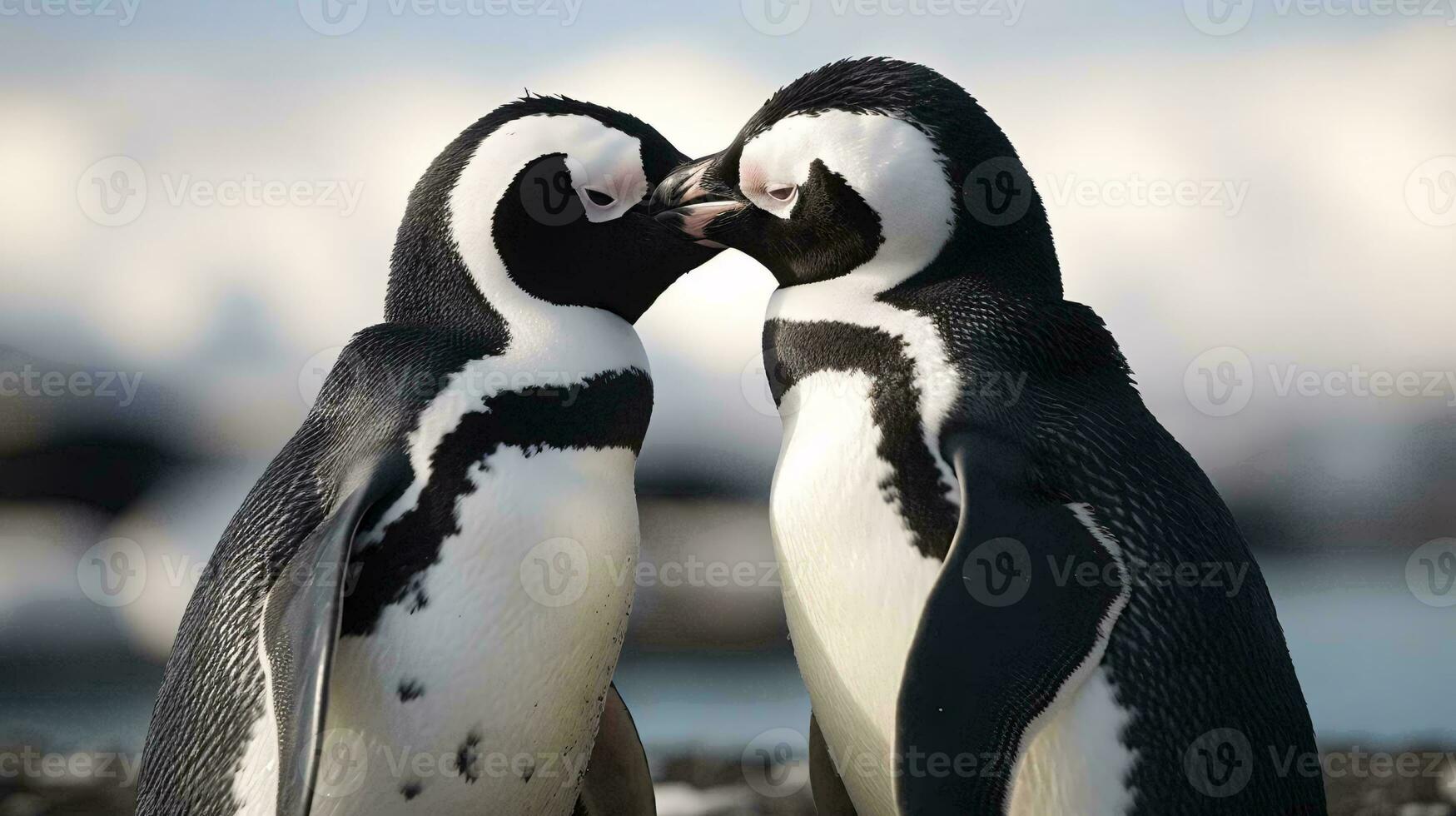 uma casal do pinguins ai gerado foto