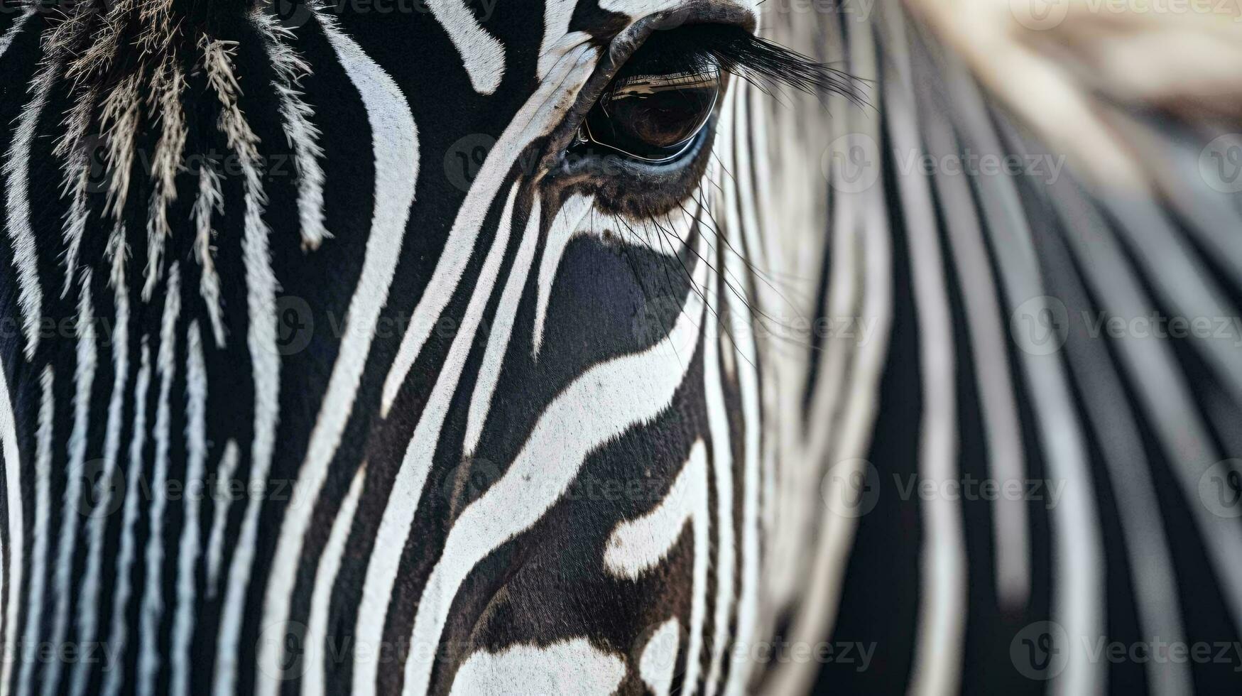 uma fechar acima do uma zebra ai gerado foto