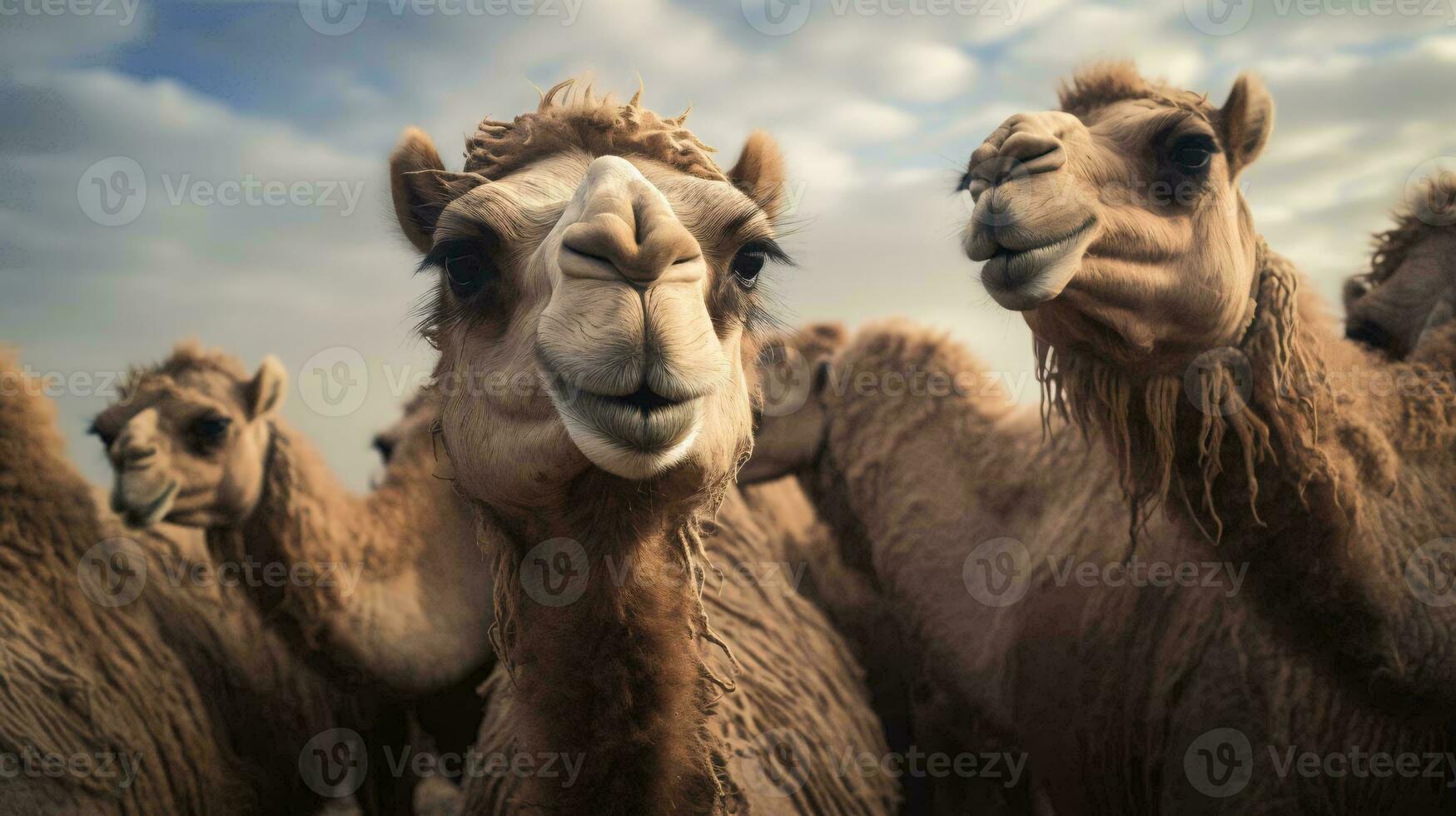 uma grupo do camelos ai gerado foto