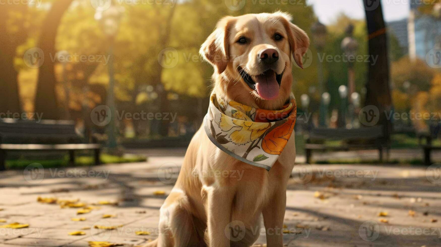 uma cachorro vestindo uma bandana ai gerado foto