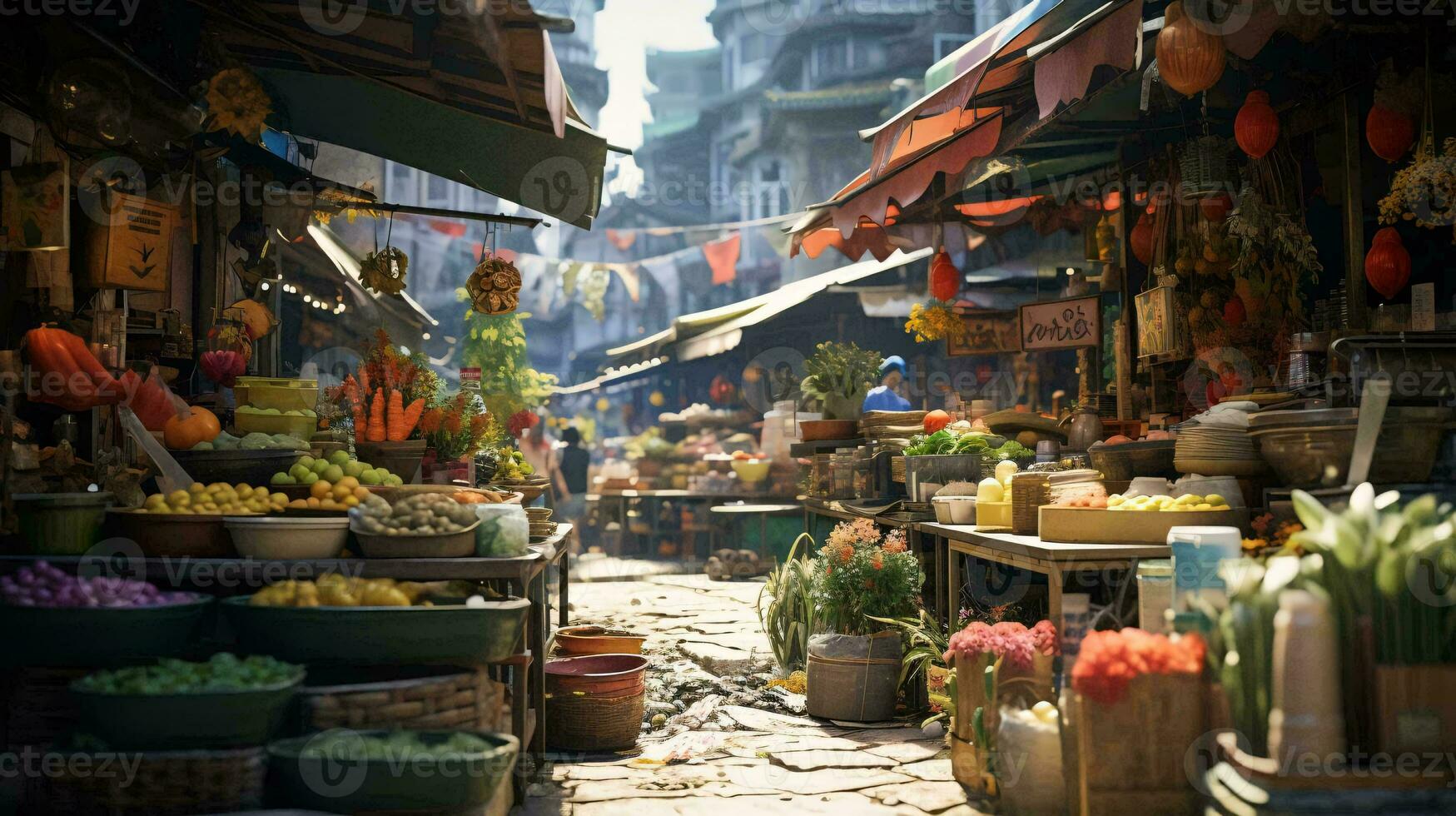 uma mercado com grande quantidade do legumes ai gerado foto