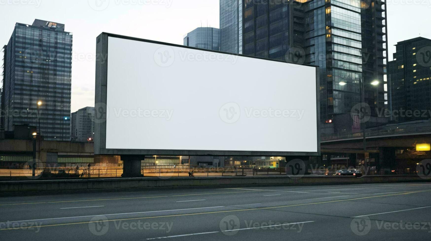 uma ampla Painel publicitário dentro uma cidade ai gerado foto