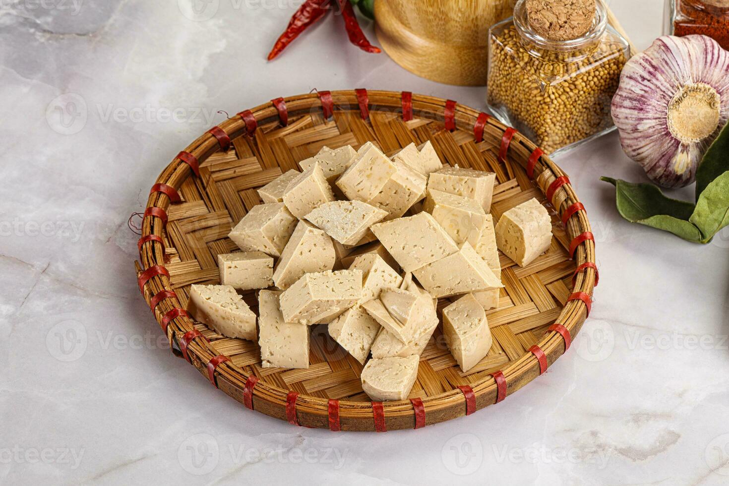 vegano cozinha - orgânico tofu queijo foto