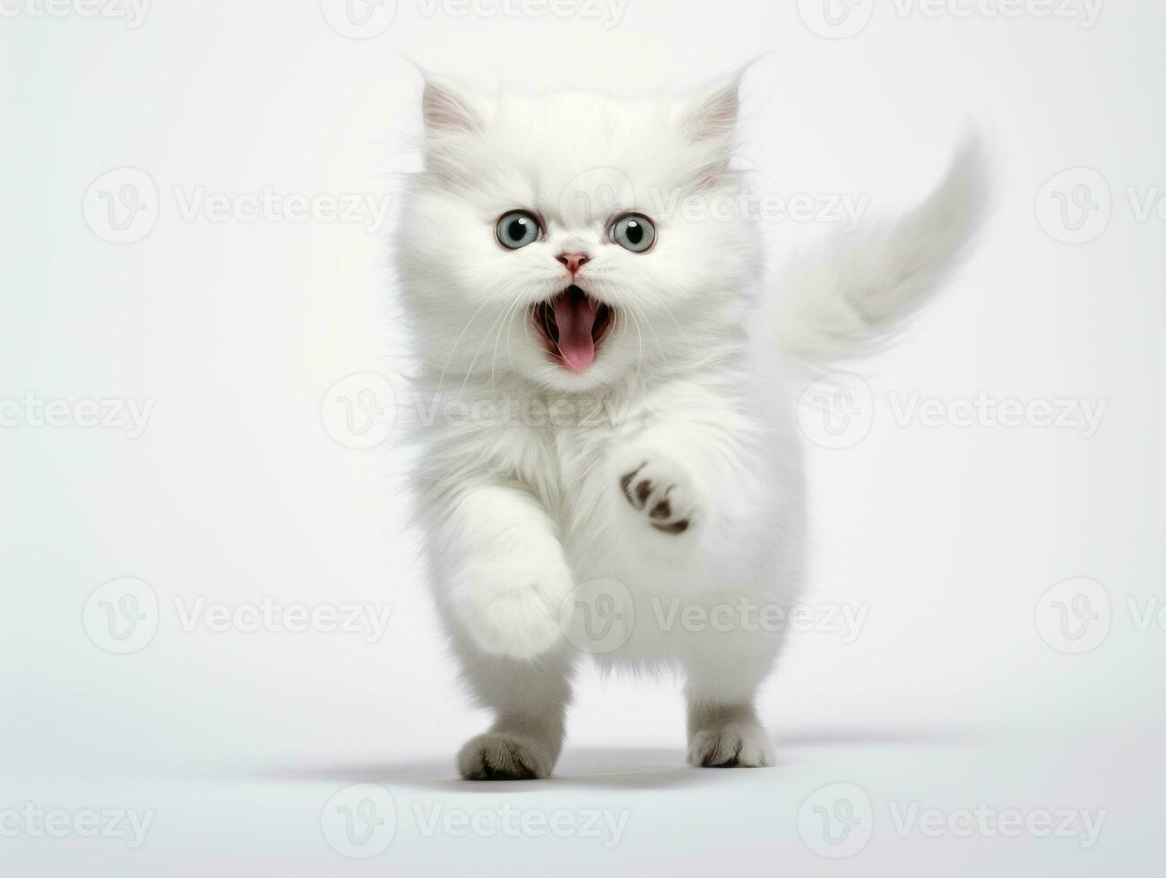 impressionante épico foto do gato em branco fundo nacional geográfico estilo ai generativo