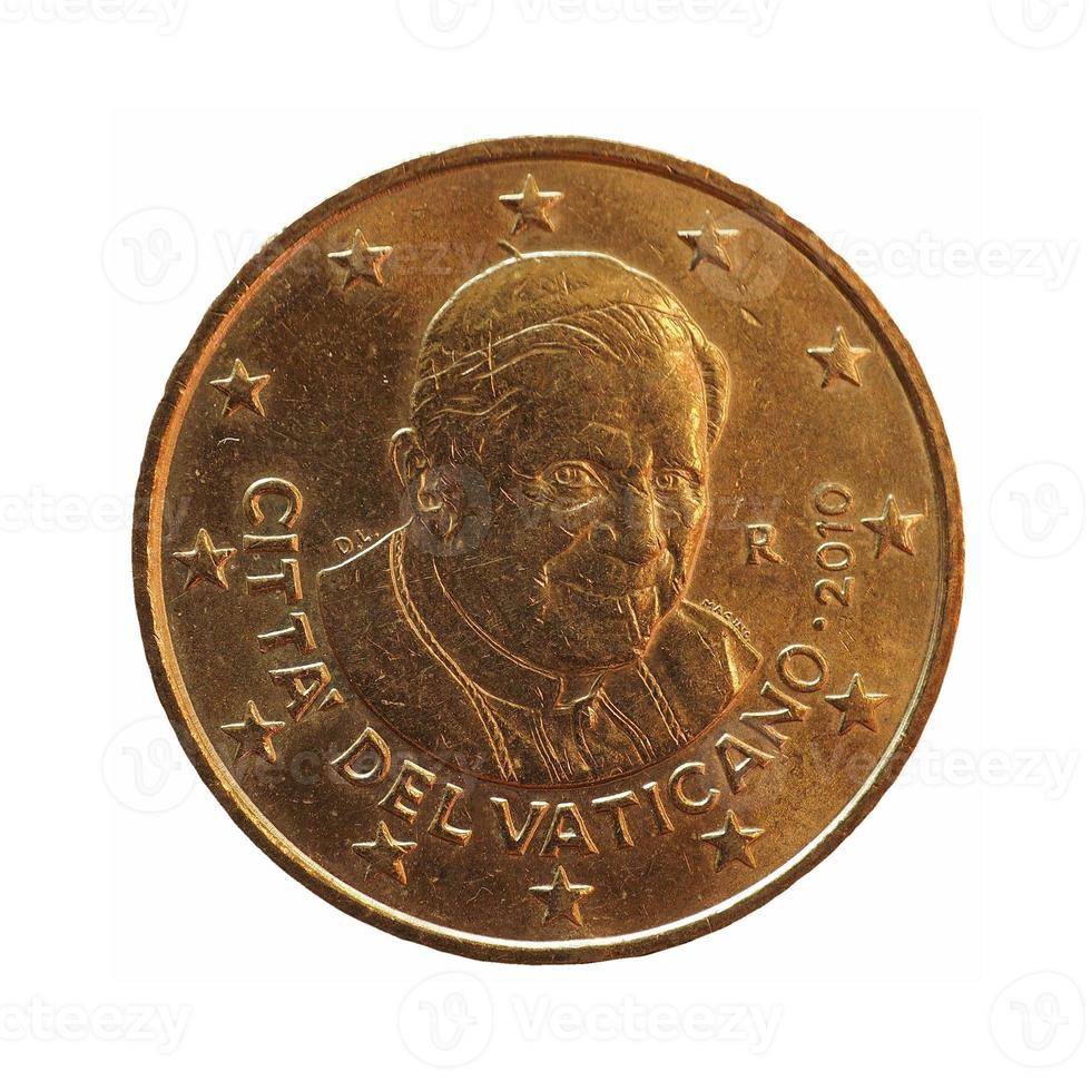 Moeda de 50 centavos, união europeia isolada sobre o branco foto