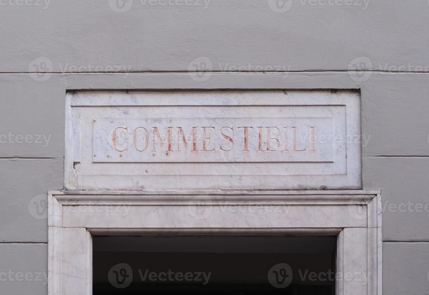 placa de loja de comida vintage commestibili foto