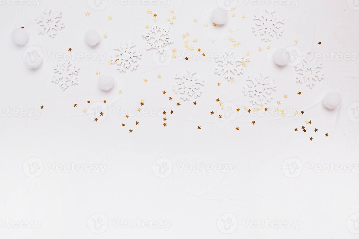 maquete de carta de natal de flocos de neve foto