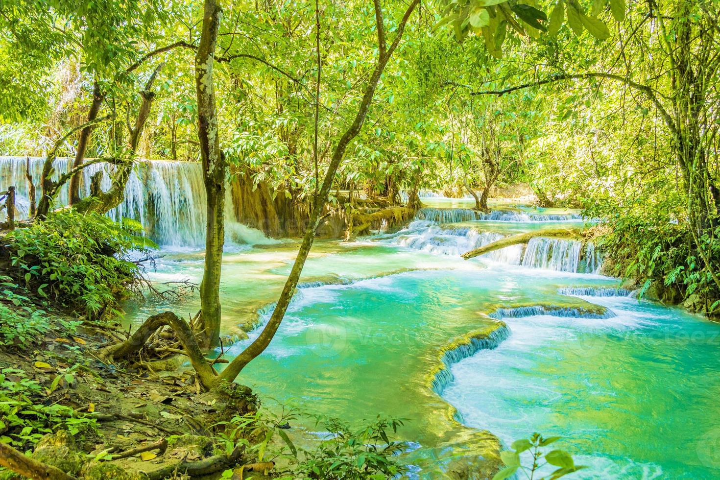 mais belas cachoeiras kuang si cachoeira luang prabang laos. foto