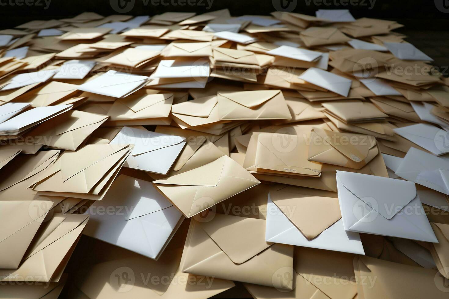 uma ampla pilha do não marcado envelopes. gerado de artificial inteligência foto