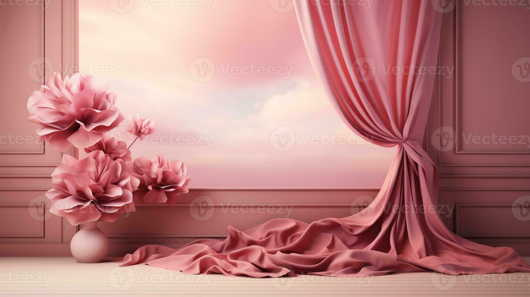 interior retro fundo dentro Rosa brilhante glamour estilo.ai generativo foto