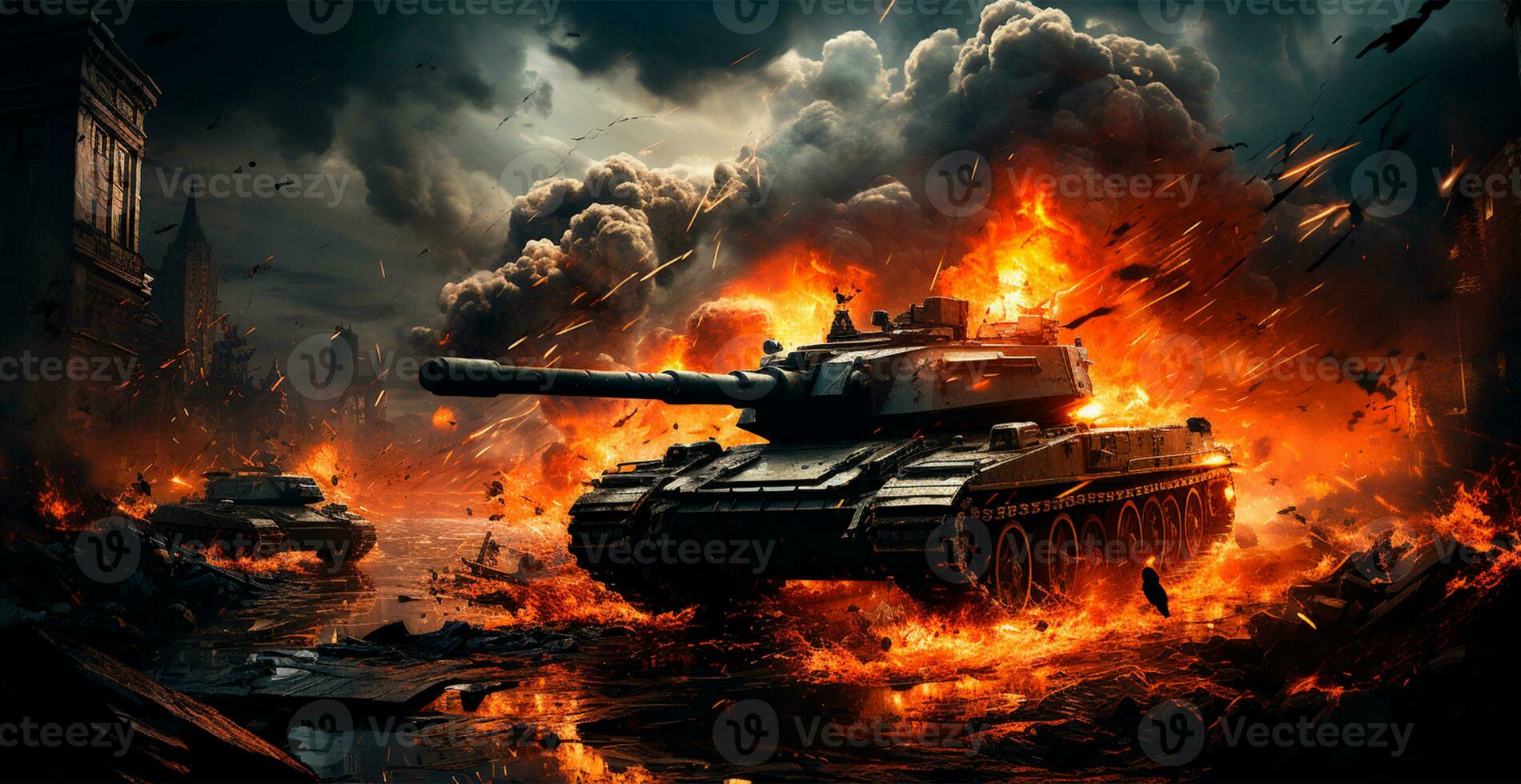 ampla militares tanque, infantaria fogo Apoio, suporte dentro guerra - ai gerado imagem foto