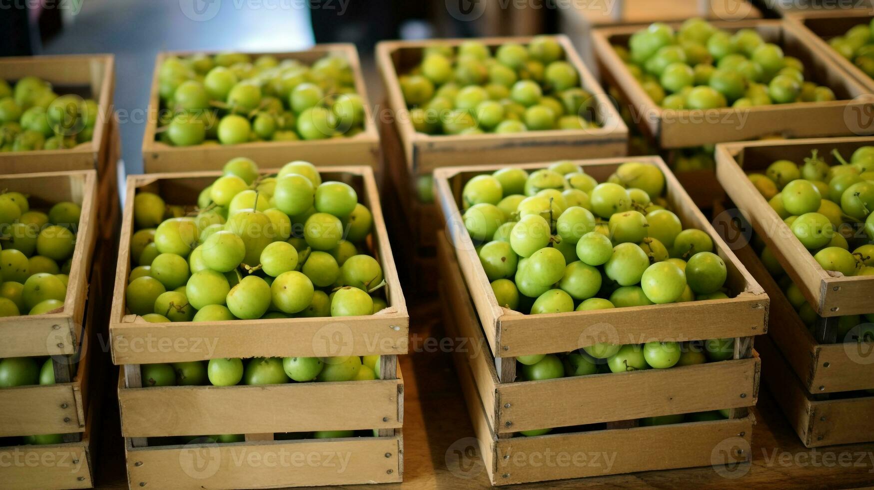 recentemente escolhido coelhinho fruta a partir de jardim colocada dentro a caixas. generativo ai foto