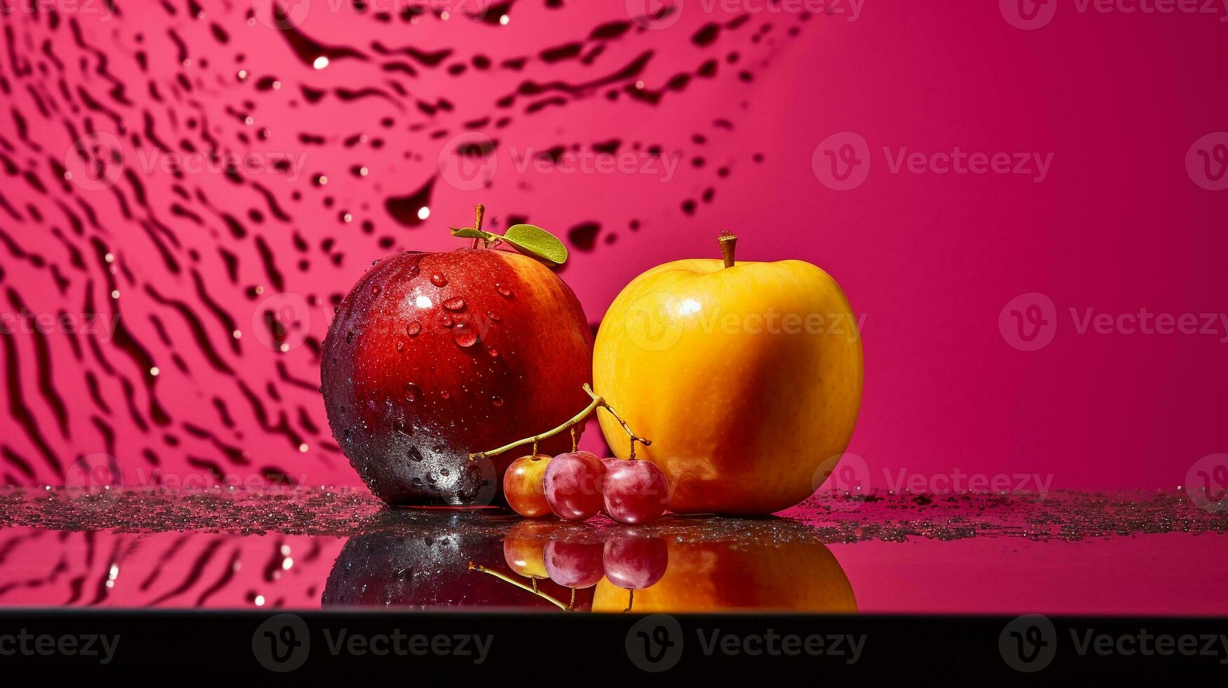 foto do chico fruta metade contra uma colorida abstrato fundo. generativo ai