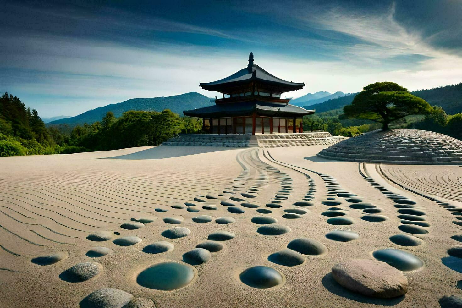 a japonês jardim às Quioto castelo. gerado por IA foto