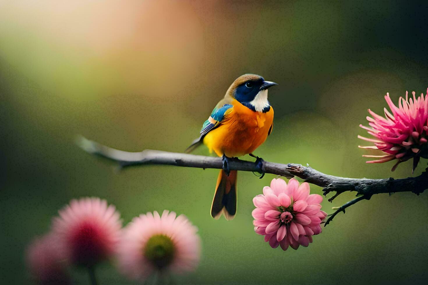 foto papel de parede a céu, flores, pássaro, natureza, a pássaro, natureza, a pássaro,. gerado por IA