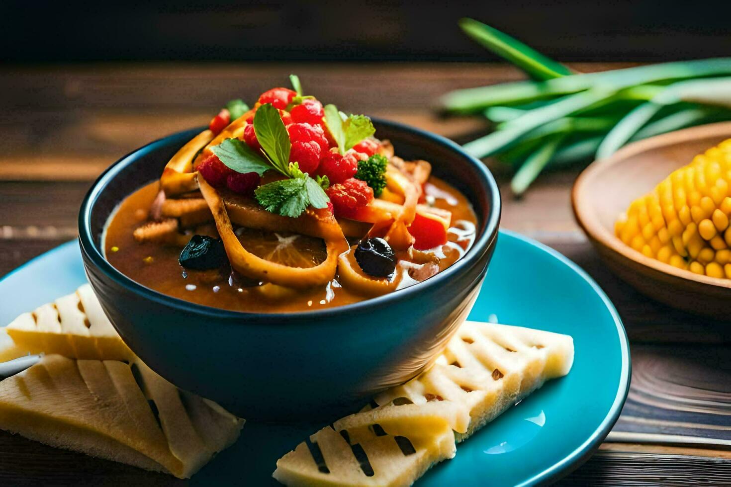 uma tigela do Pimenta vigarista carne com milho e queijo. gerado por IA foto