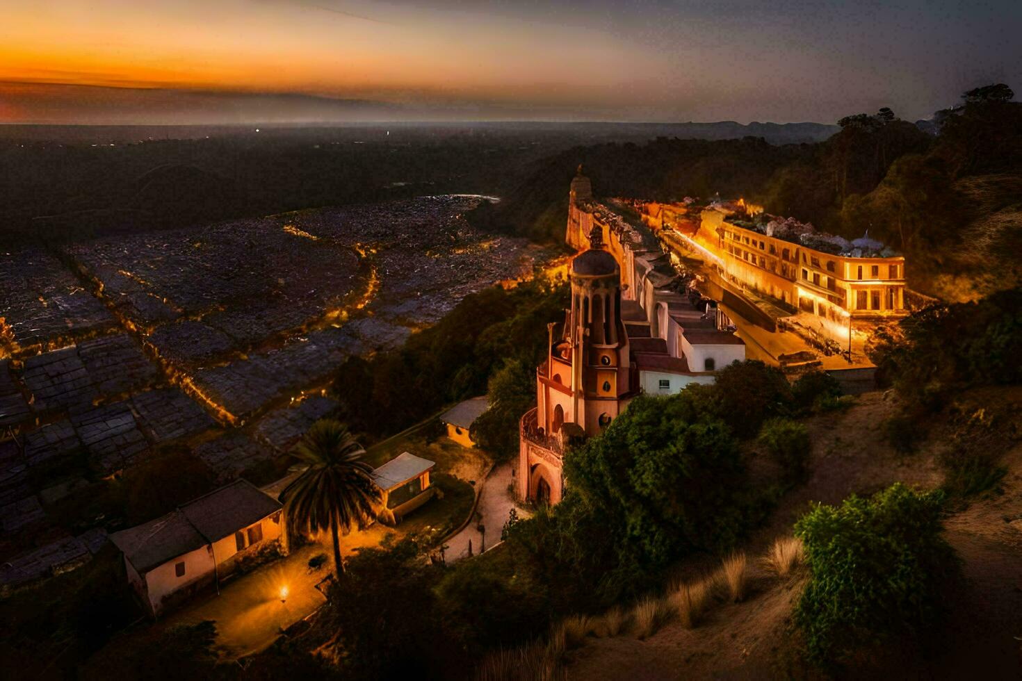 a pôr do sol sobre a cidade do guadalajara, México. gerado por IA foto