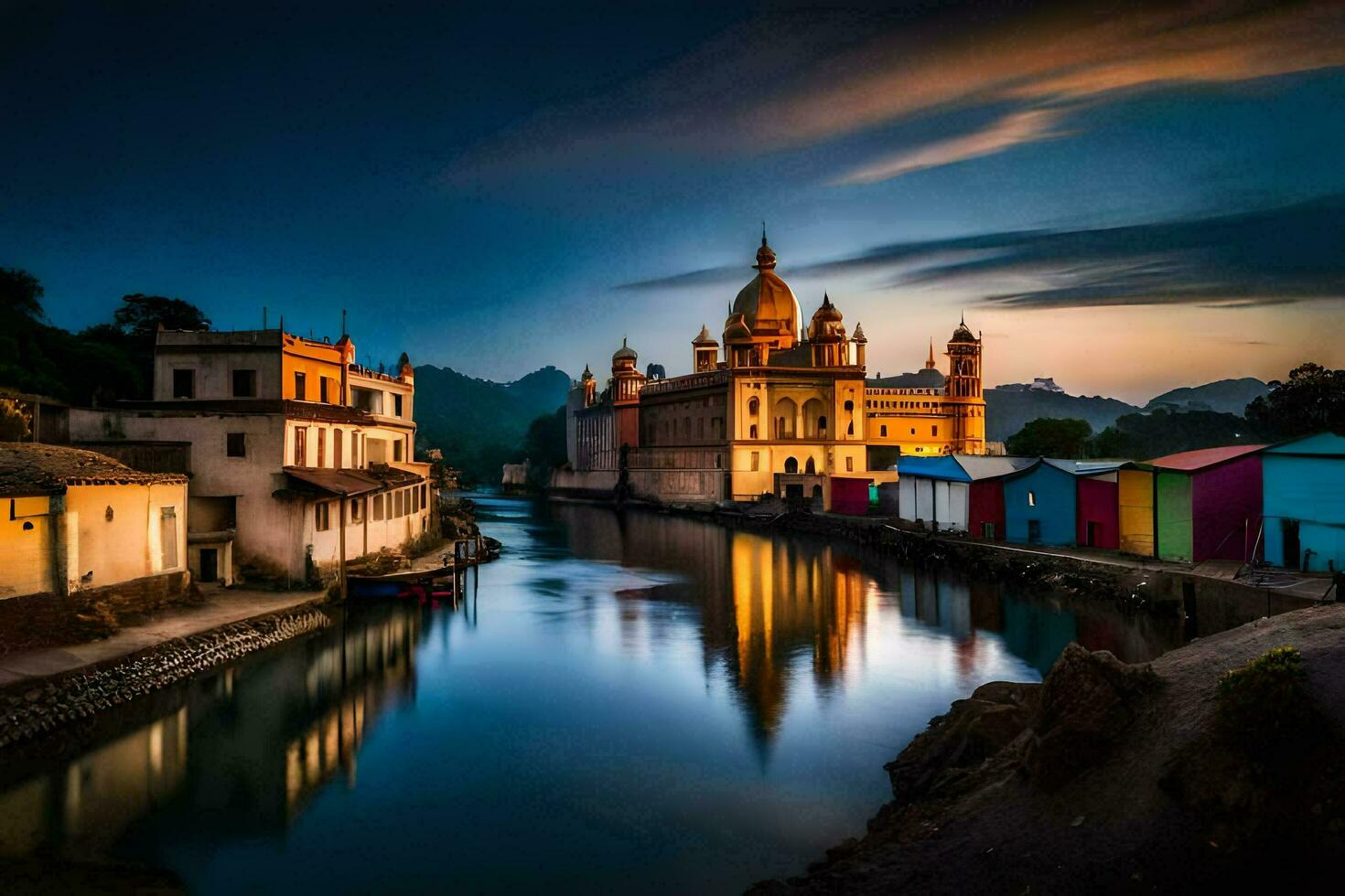 a lindo cidade do vijayawada dentro Índia. gerado por IA foto