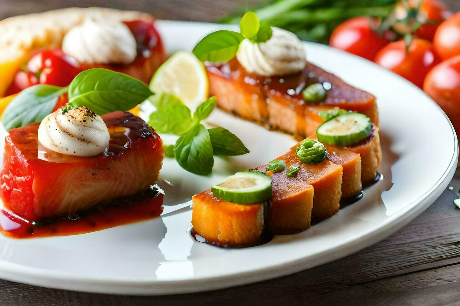 uma prato do Comida com legumes e eu no. gerado por IA foto