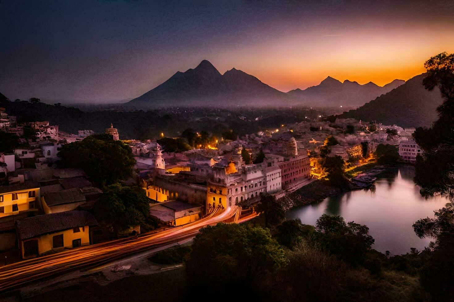 a cidade do udaipur, Índia. gerado por IA foto