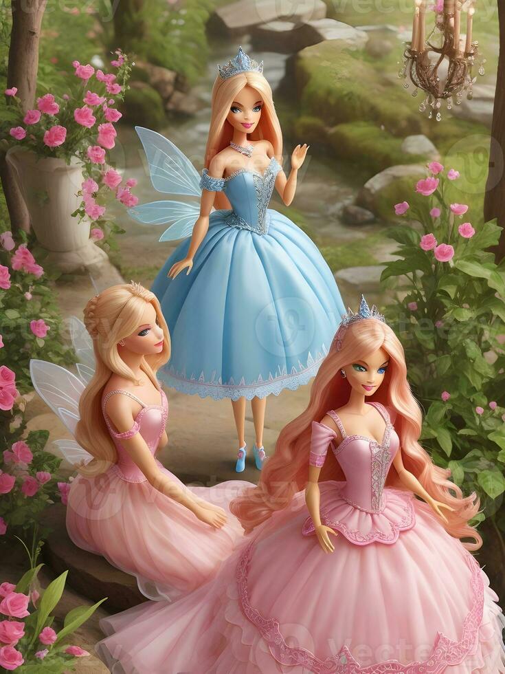 Barbie boneca fofa loiro menina Rosa equipamento Rosa papel de parede ai generativo foto