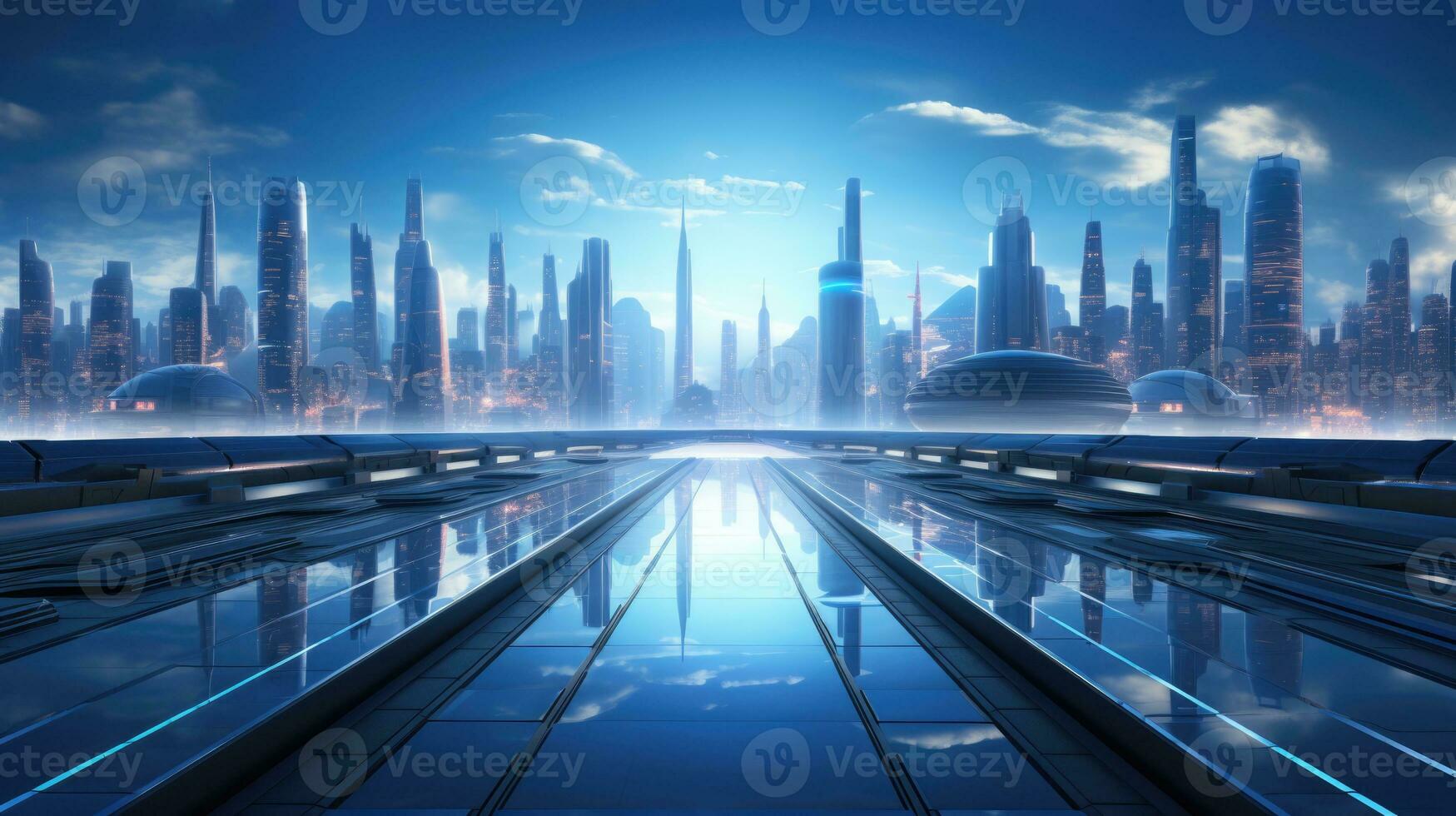 futurista paisagem urbana dentro metaverso realty fundo com esvaziar espaço para texto foto