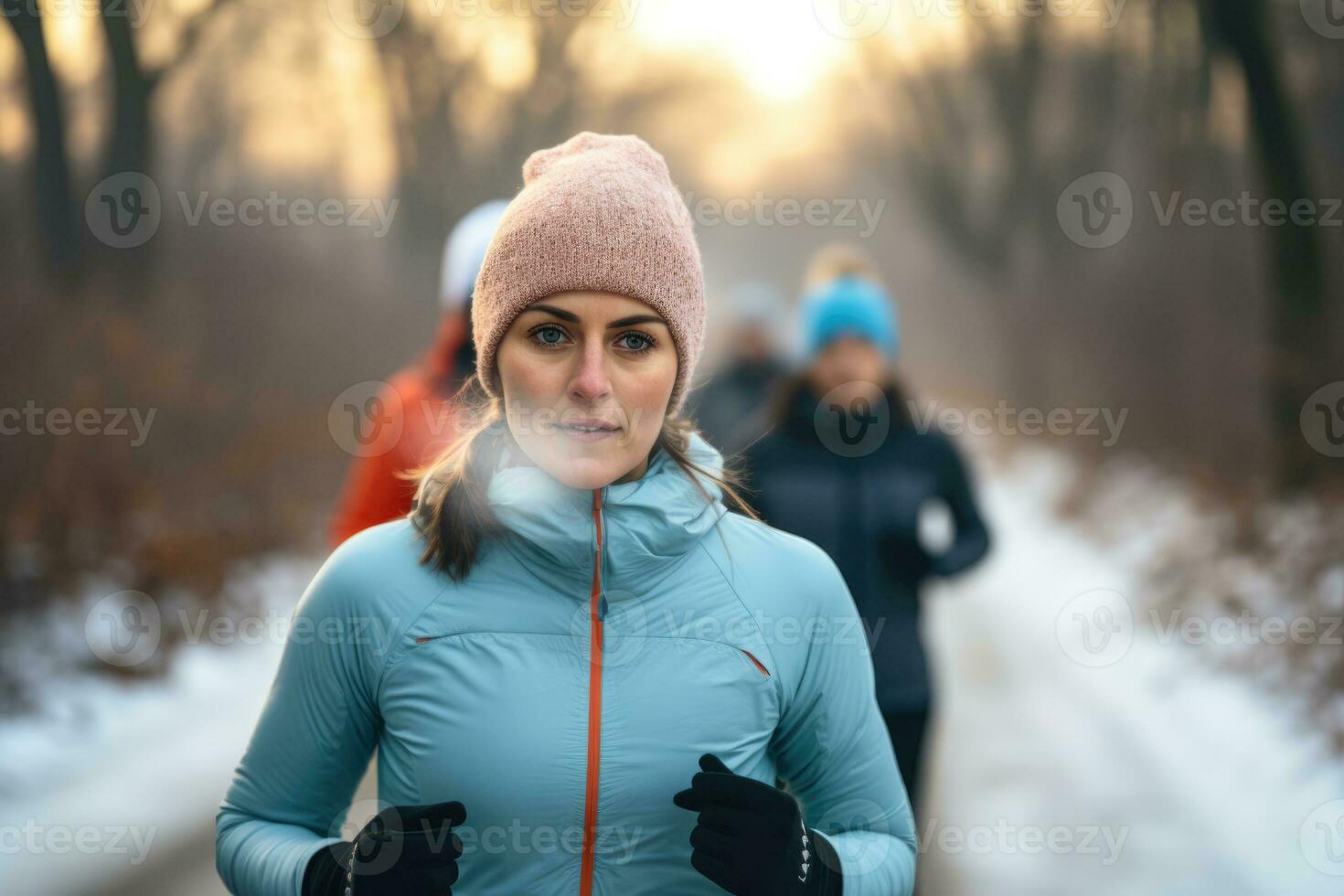 corredores visível respiração dentro frio clima raça fundo com esvaziar espaço para texto foto