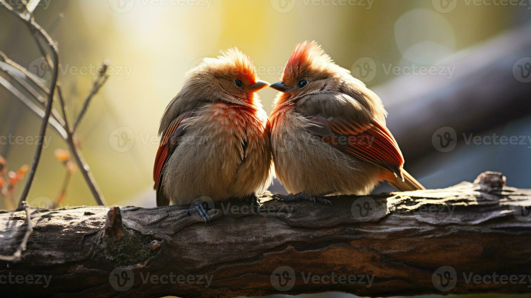 foto do coração derretido dois rouxinóis com a ênfase em expressão do amar. generativo ai