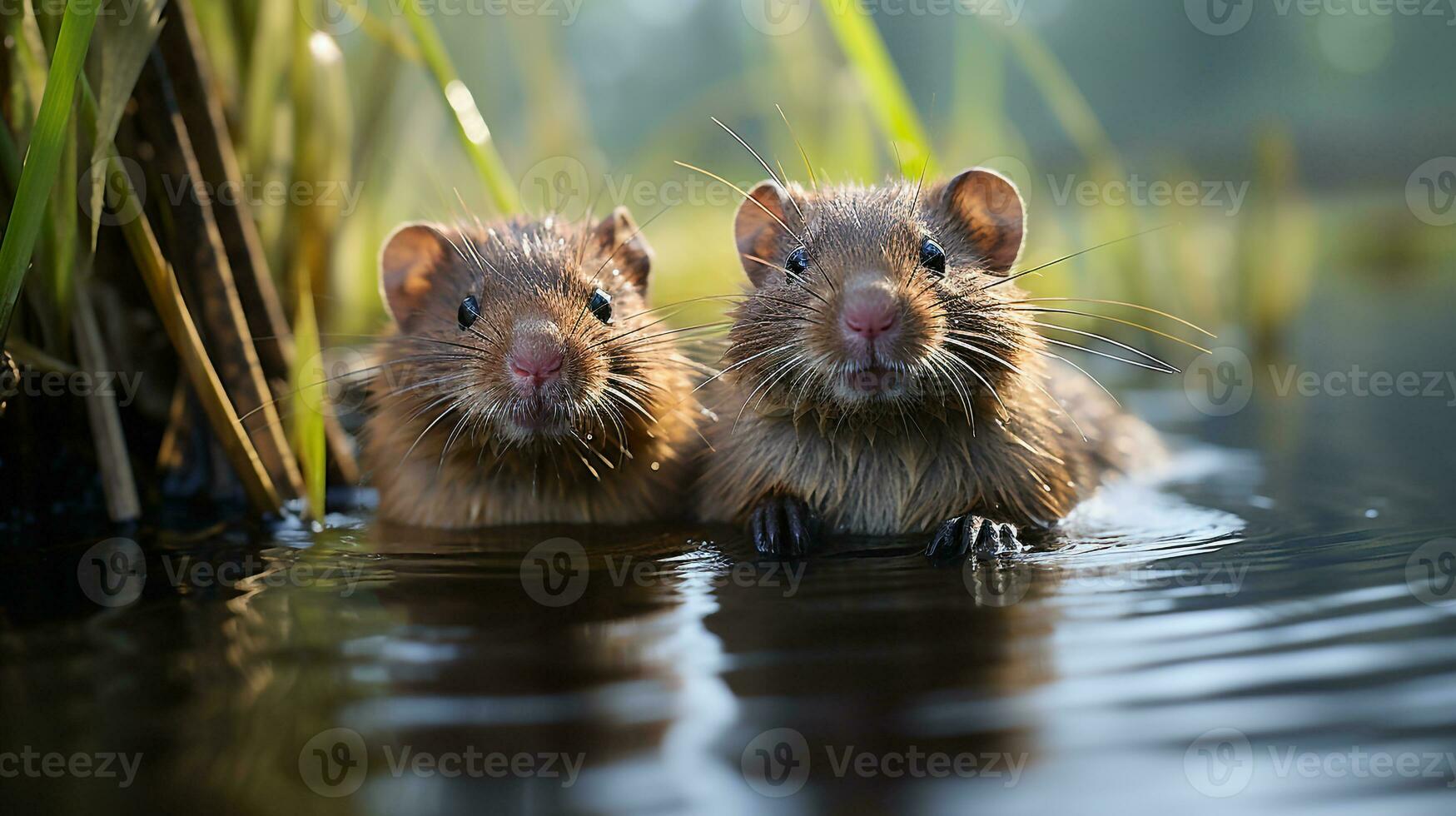 foto do coração derretido dois ratos almiscarados com a ênfase em expressão do amar. generativo ai