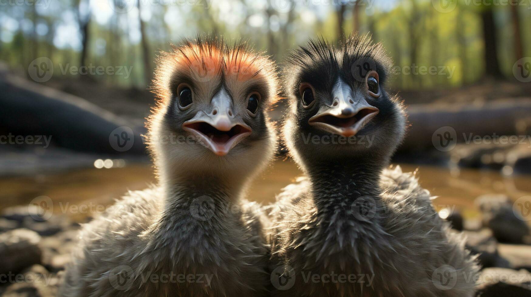 foto do coração derretido dois emus com a ênfase em expressão do amar. generativo ai