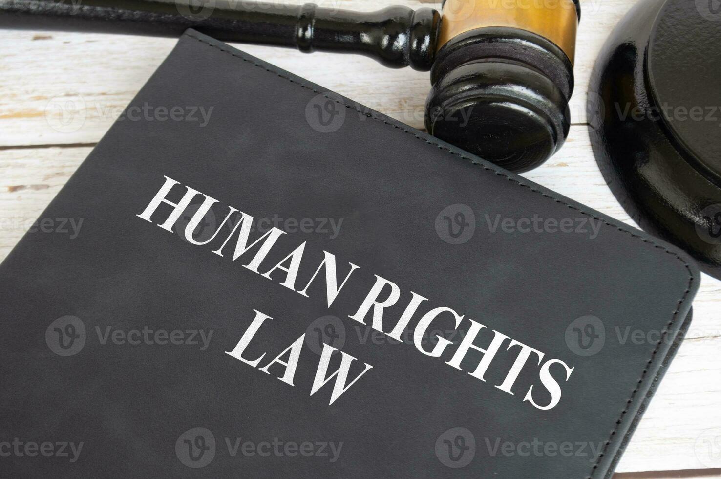topo Visão do humano direitos lei livro com martelo fundo. lei conceito foto