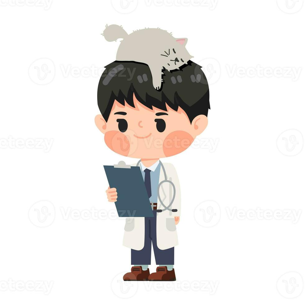 masculino médico chibi prancheta desenho animado foto