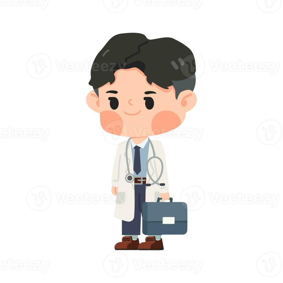 masculino médico chibi prancheta vetor foto