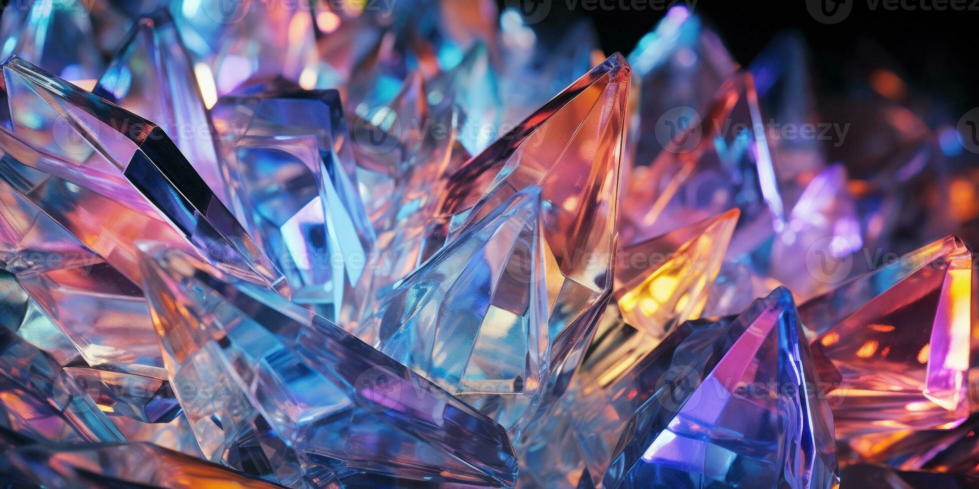 arco Iris luz através cristal facetas. ai generativo. foto