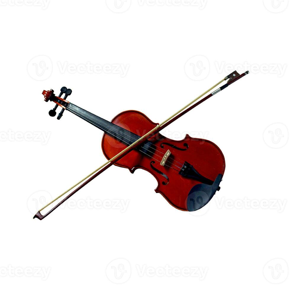 violino e arco dentro branco fundo foto