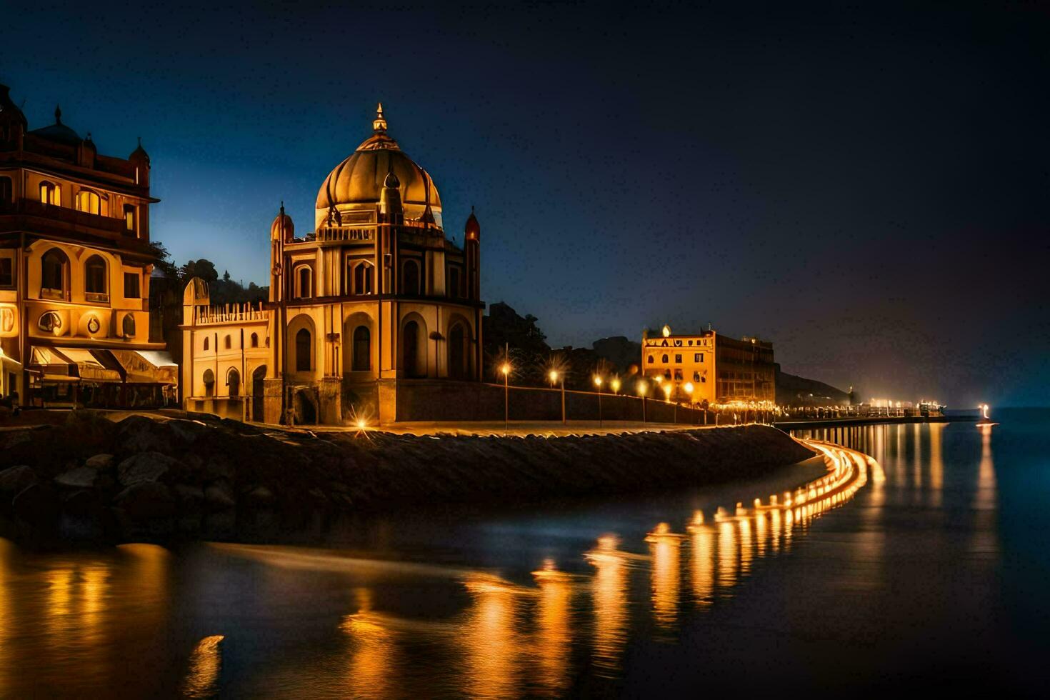 a cidade do Kolkata às noite. gerado por IA foto