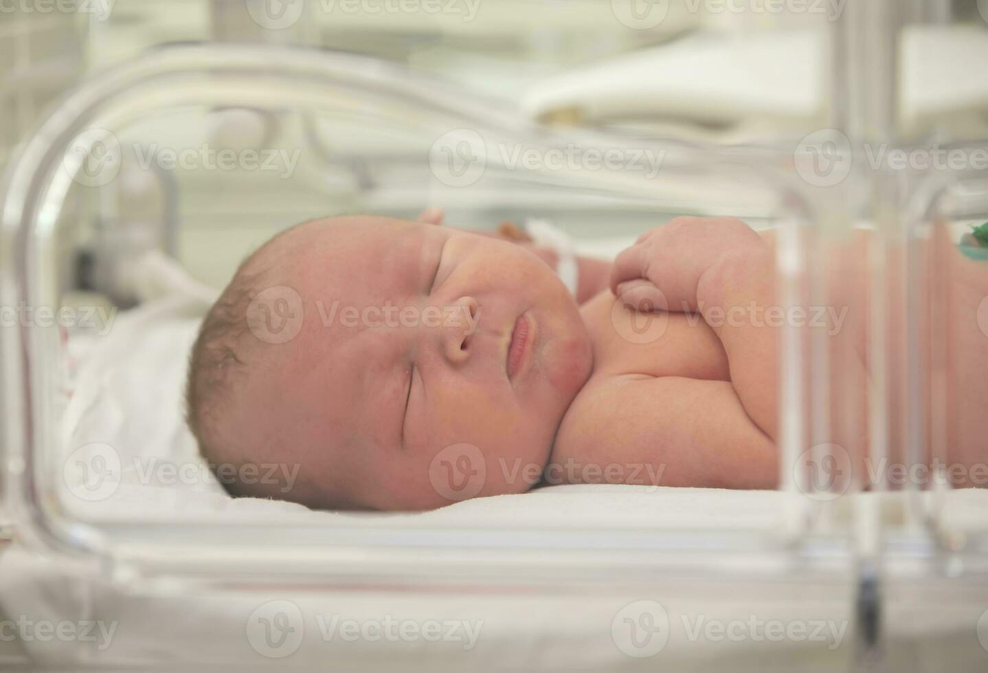 recém-nascido bebê dentro a incubadora para bebês. infantil dentro a reabilitação do a maternidade hospital. foto