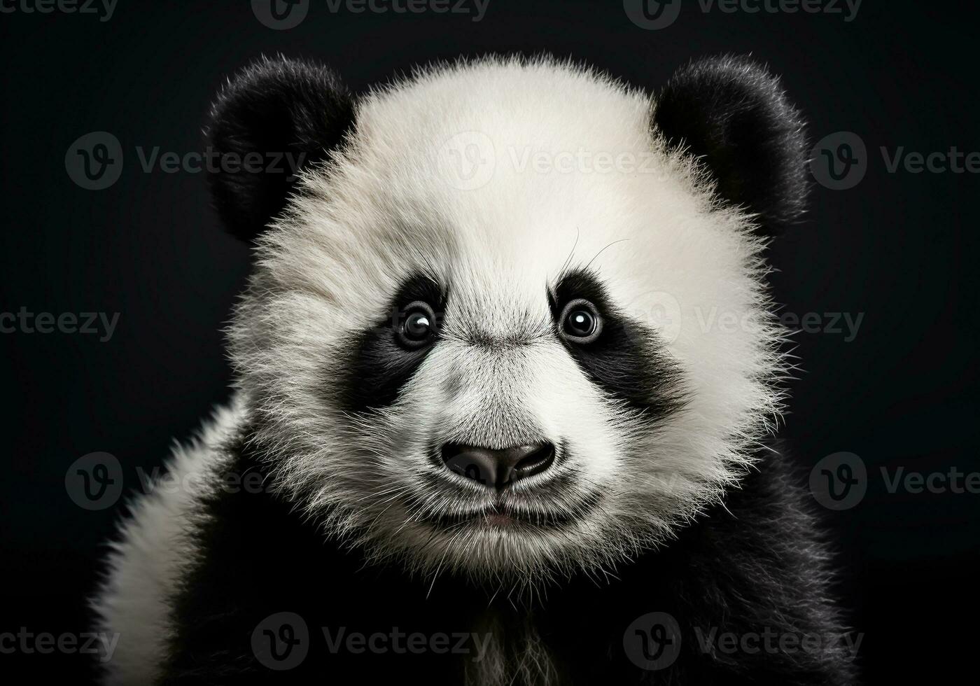 realista retrato do uma panda isolado em Sombrio fundo. ai gerado foto